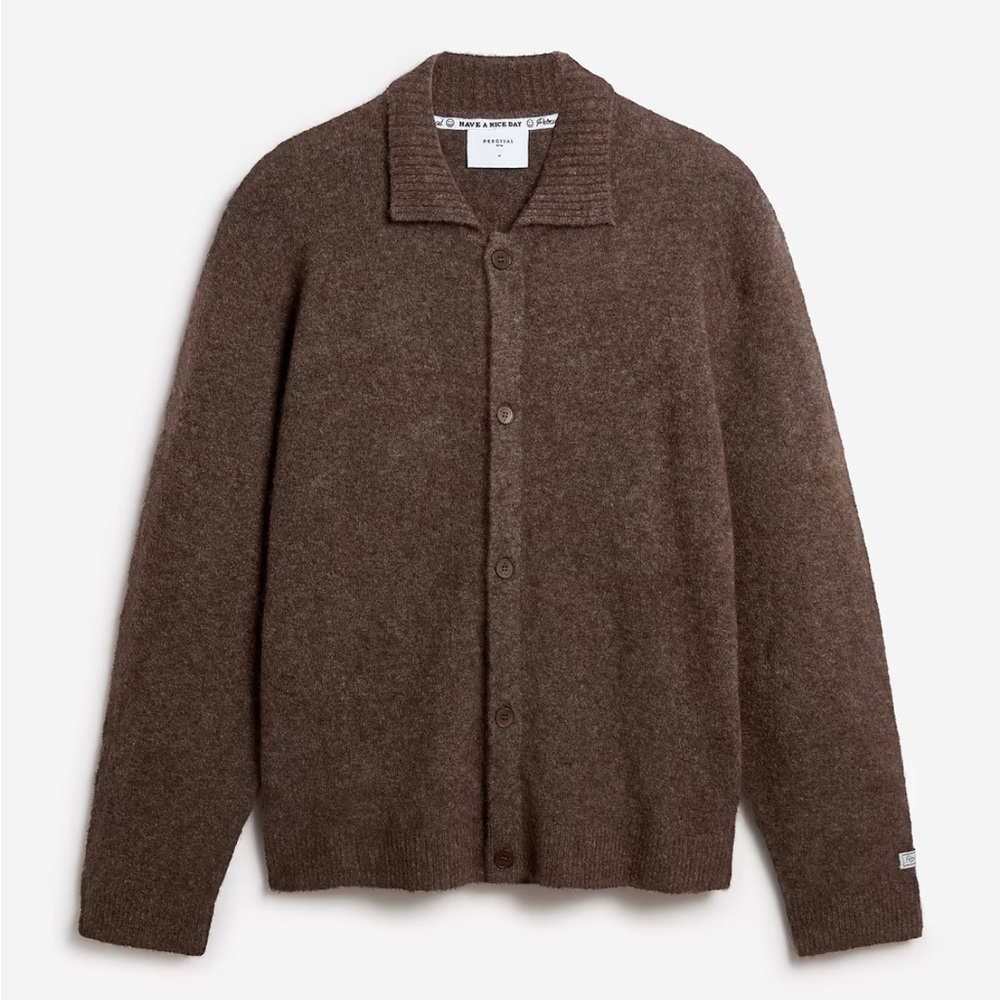 NWT $500 Percival Brown WoolCardigan for Men Small